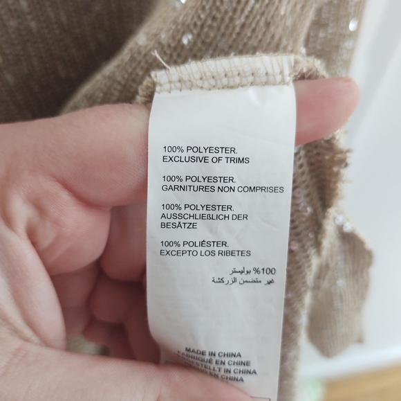 Beige Sequin Mesh Tank - Picture 3 of 3